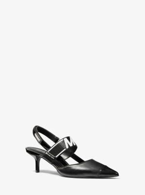 michael michael kors uma logo and leather slingback pumps|michael kors crackled slingback pump.